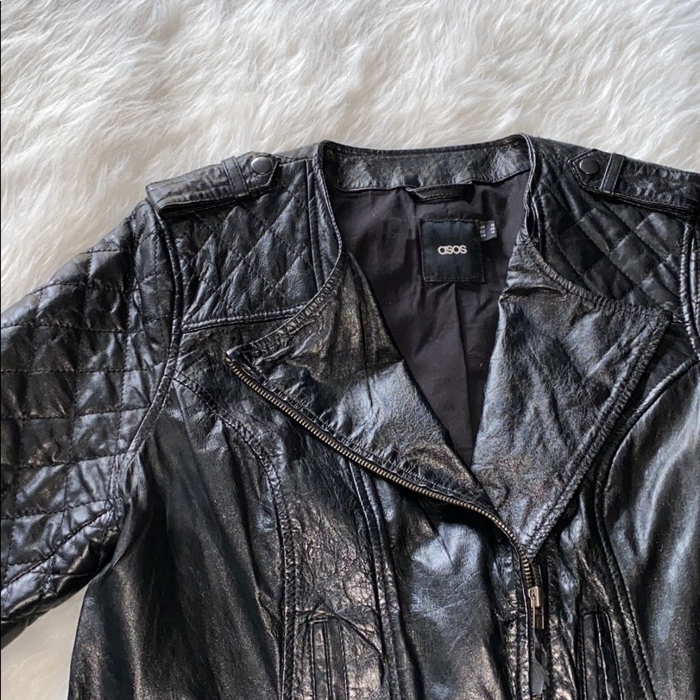 ASOS Leather 3/4 Sleeve Jacket